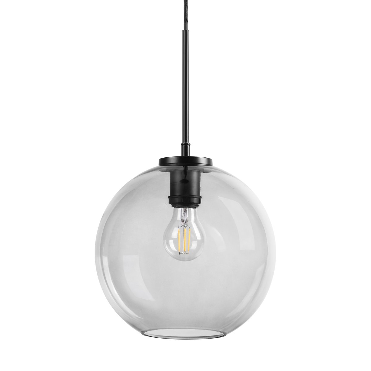 Loop Ø25 Negro Lámpas de techo De Dyberg Larsen - La pantalla redonda de cristal transparente garantiza una agradable distribución de la luz en la habitación.