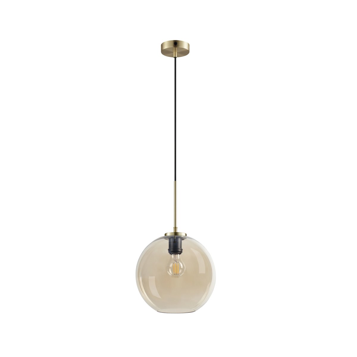 Loop Ø25 Latón Lámpas de techo De Dyberg Larsen - La pantalla redonda de cristal de color ámbar garantiza una agradable distribución de la luz en la habitación.