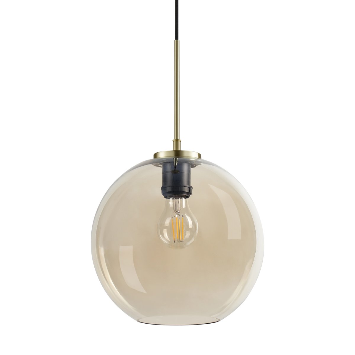 Loop Ø25 Latón Lámpas de techo De Dyberg Larsen - La pantalla redonda de cristal de color ámbar garantiza una agradable distribución de la luz en la habitación.