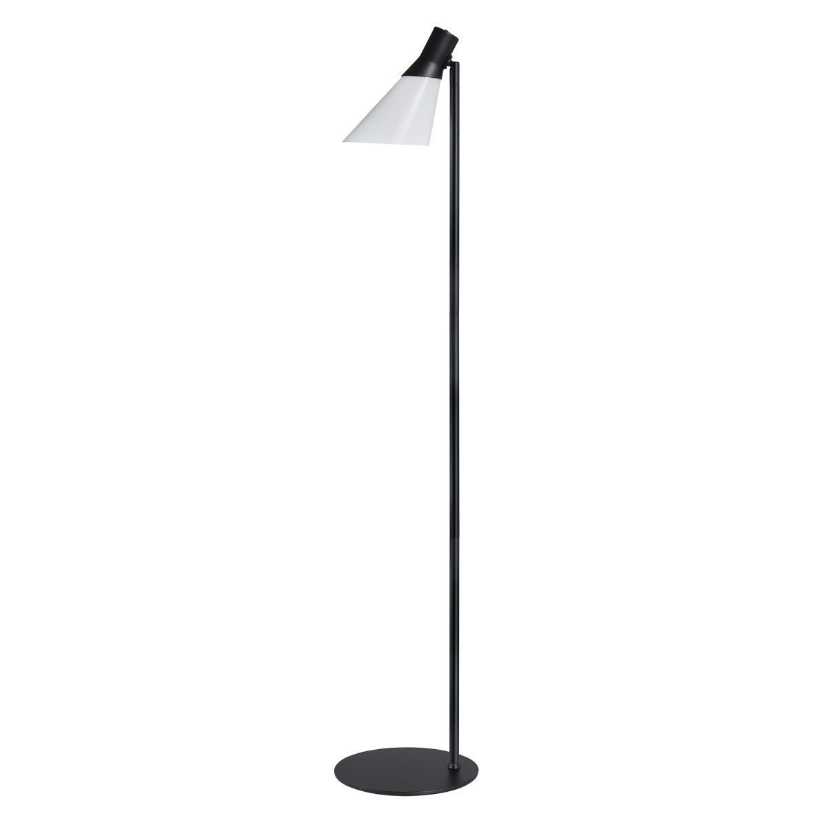 Gent Negro lámpara de pie De Dyberg Larsen - Gent es una lámpara de pie moderna y elegante con pantalla de cristal opalino combinado con metal negro.