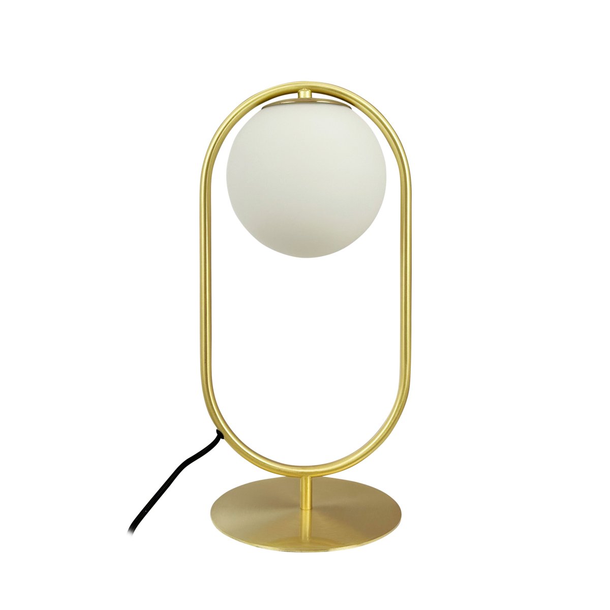 Reims 40cm Latón/blanco lámpara de mesa De Dyberg Larsen - Con un cable de tela negro de 1,6 metros de largo y un cómodo interruptor de encendido y apagado, Reims es elegante y funcional.