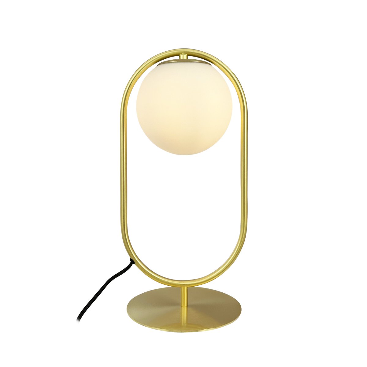 Reims 40cm Latón/blanco lámpara de mesa De Dyberg Larsen - Con un cable de tela negro de 1,6 metros de largo y un cómodo interruptor de encendido y apagado, Reims es elegante y funcional.