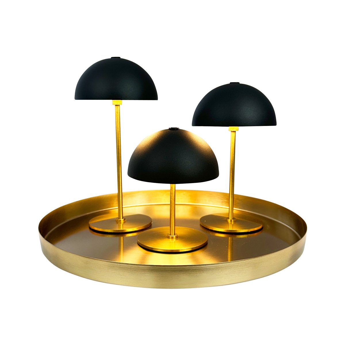 Along set 20cm Negro portátil De Dyberg Larsen - Las l&aacute;mparas inal&aacute;mbricas est&aacute;n hechas de lat&oacute;n con pantallas met&aacute;licas de colores y tienen tres niveles de luz antideslumbrantes que proporcionan una luz suave y agradable.