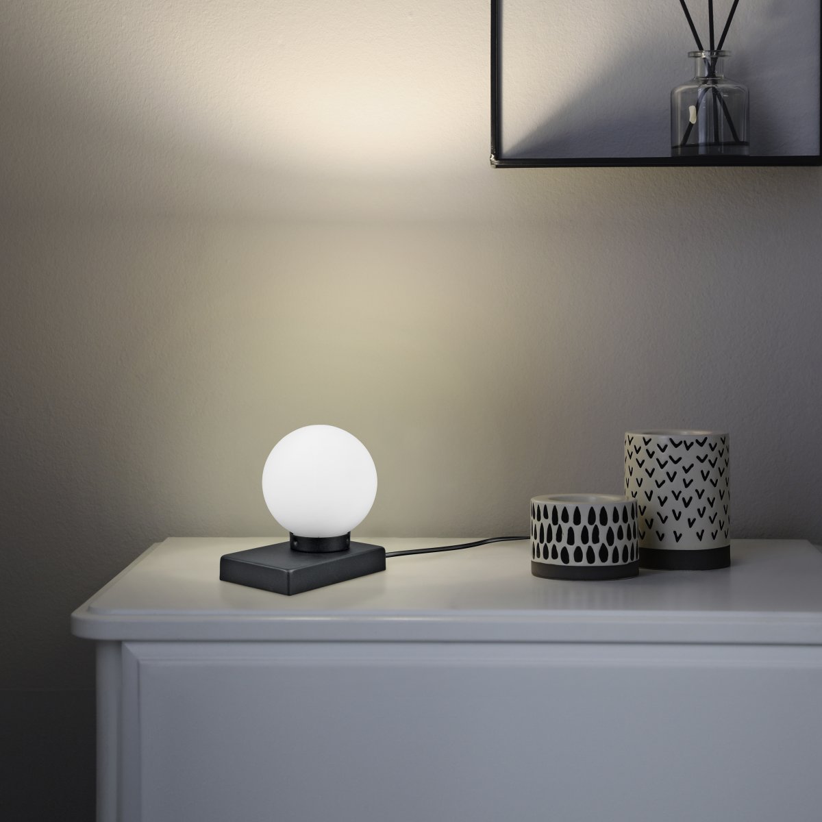 Davi 15cm Negro lámpara de mesa De Trio Lighting - 