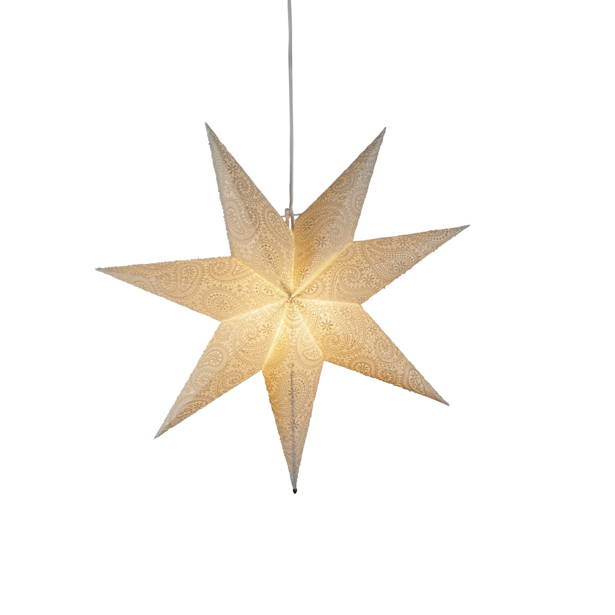 Estrella de papel bordada Ø60 Blanco De Konstsmide - Con un di&aacute;metro de 60 cm, es perfecta para colgar en una ventana y ser&aacute; un hermoso punto focal durante todo el Adviento y la Navidad.