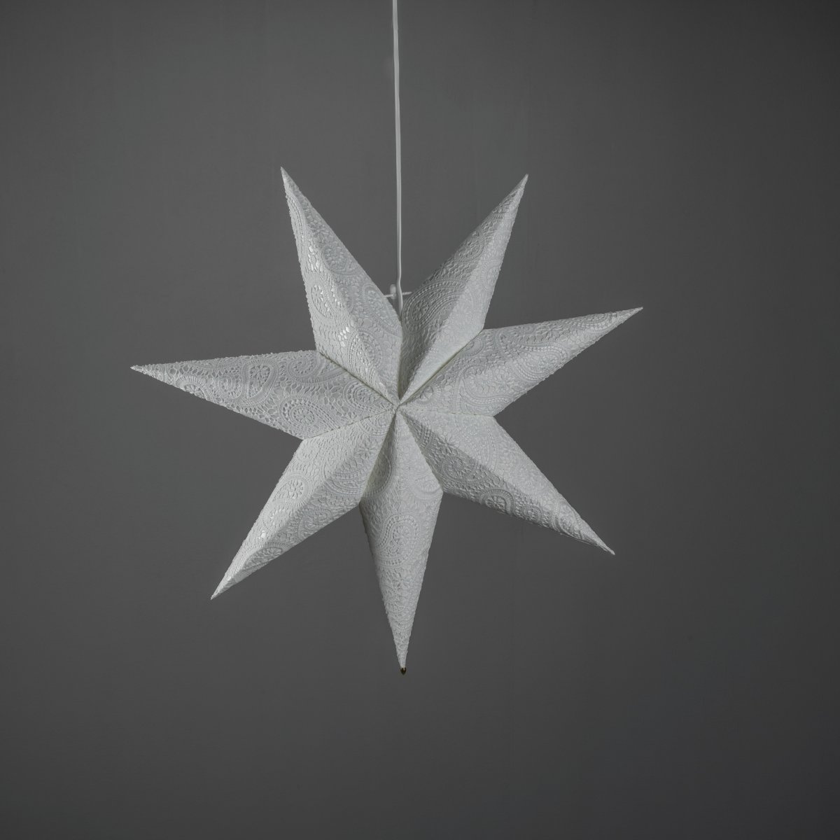 Estrella de papel bordada Ø60 Blanco De Konstsmide - Con un di&aacute;metro de 60 cm, es perfecta para colgar en una ventana y ser&aacute; un hermoso punto focal durante todo el Adviento y la Navidad.