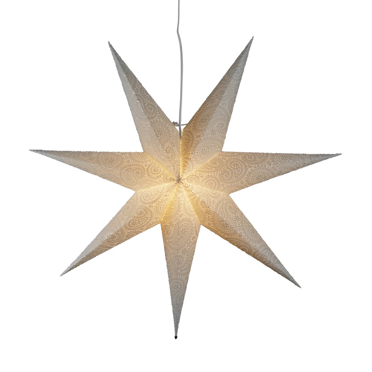 Estrella de papel bordada Ø80 Blanco De Konstsmide - Con un di&aacute;metro de 80 cm, es perfecta para colgar en una ventana y ser&aacute; un hermoso punto focal durante todo el Adviento y la Navidad.