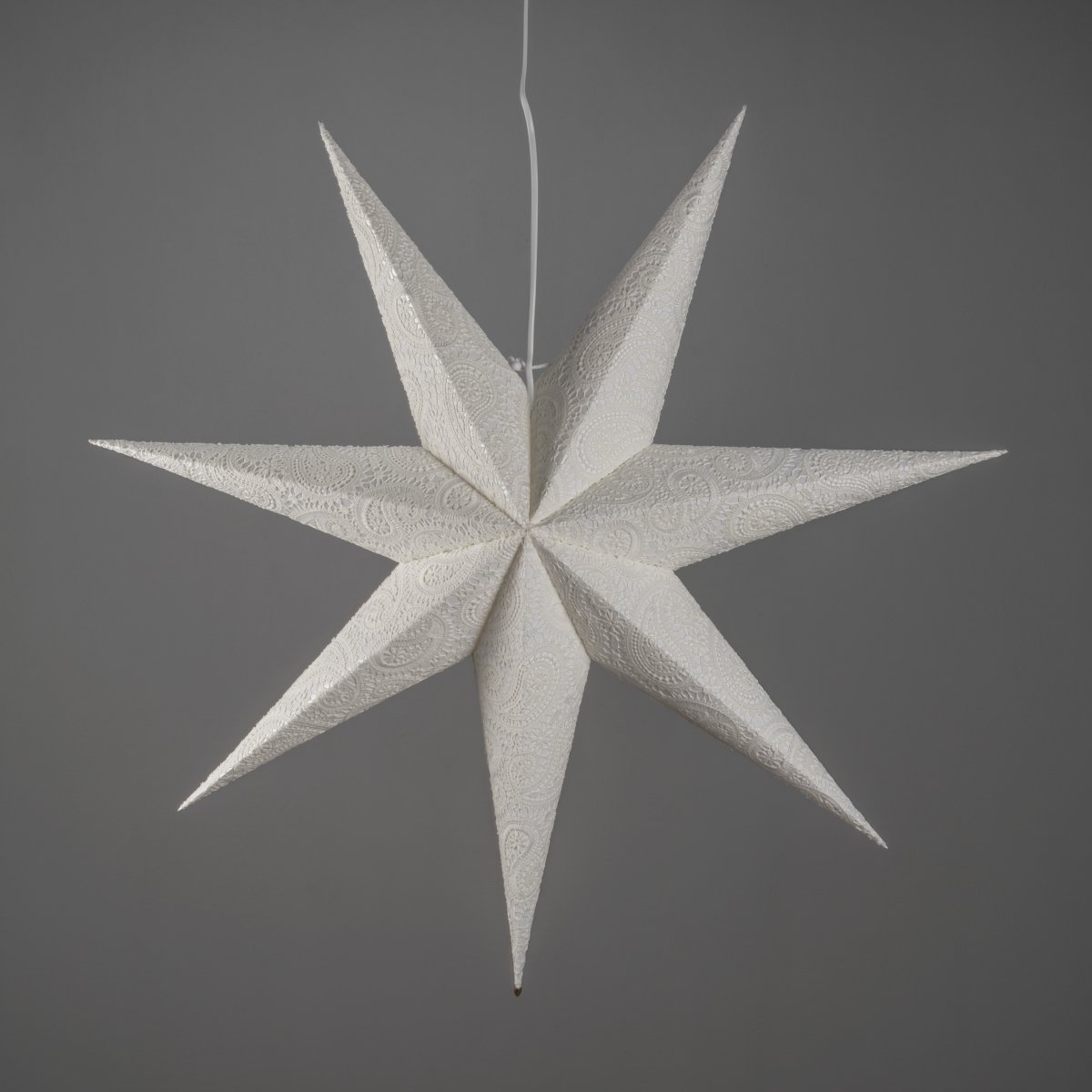 Estrella de papel bordada Ø80 Blanco De Konstsmide - Con un di&aacute;metro de 80 cm, es perfecta para colgar en una ventana y ser&aacute; un hermoso punto focal durante todo el Adviento y la Navidad.