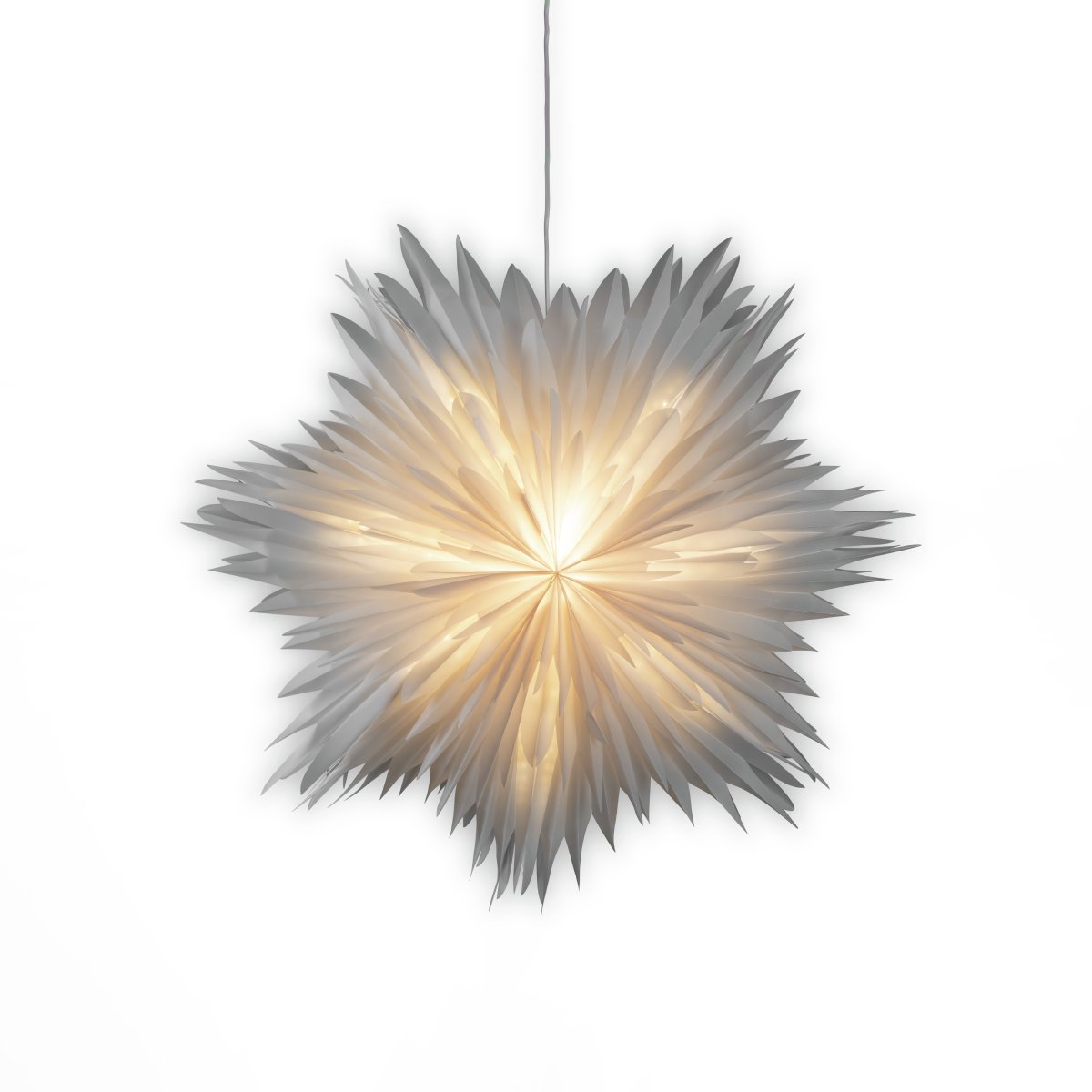 Estrella De Papel Ø60 Blanco De Konstsmide - La estrella incluye un cable blanco de 5 metros, un interruptor y un enchufe, lista para usar de inmediato, llenando tu hogar de luz y alegr&iacute;a navide&ntilde;a.