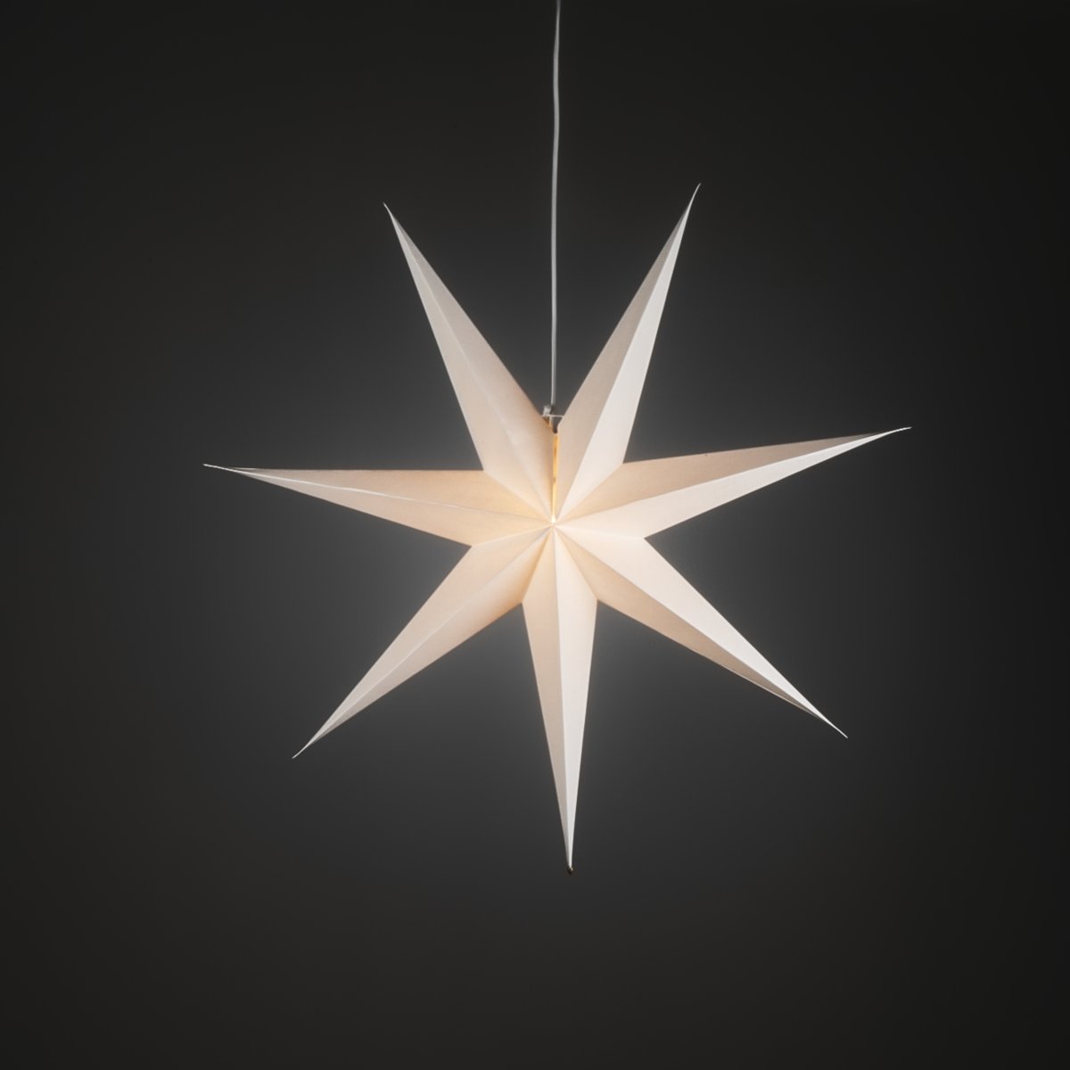 Estrella De Papel Ø78 Blanco De Konstsmide - Su dise&ntilde;o sencillo y elegante emite una luz suave y agradable, creando una atm&oacute;sfera armoniosa durante el Adviento y la Navidad.