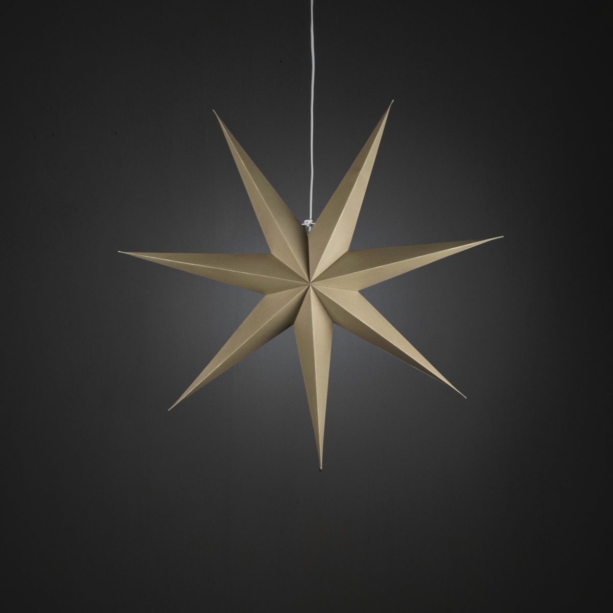 Estrella de papel Ø78 Beige De Konstsmide - Con sus siete puntas y un generoso diámetro de 78 cm, se convierte en un hermoso punto focal en la ventana o habitación.