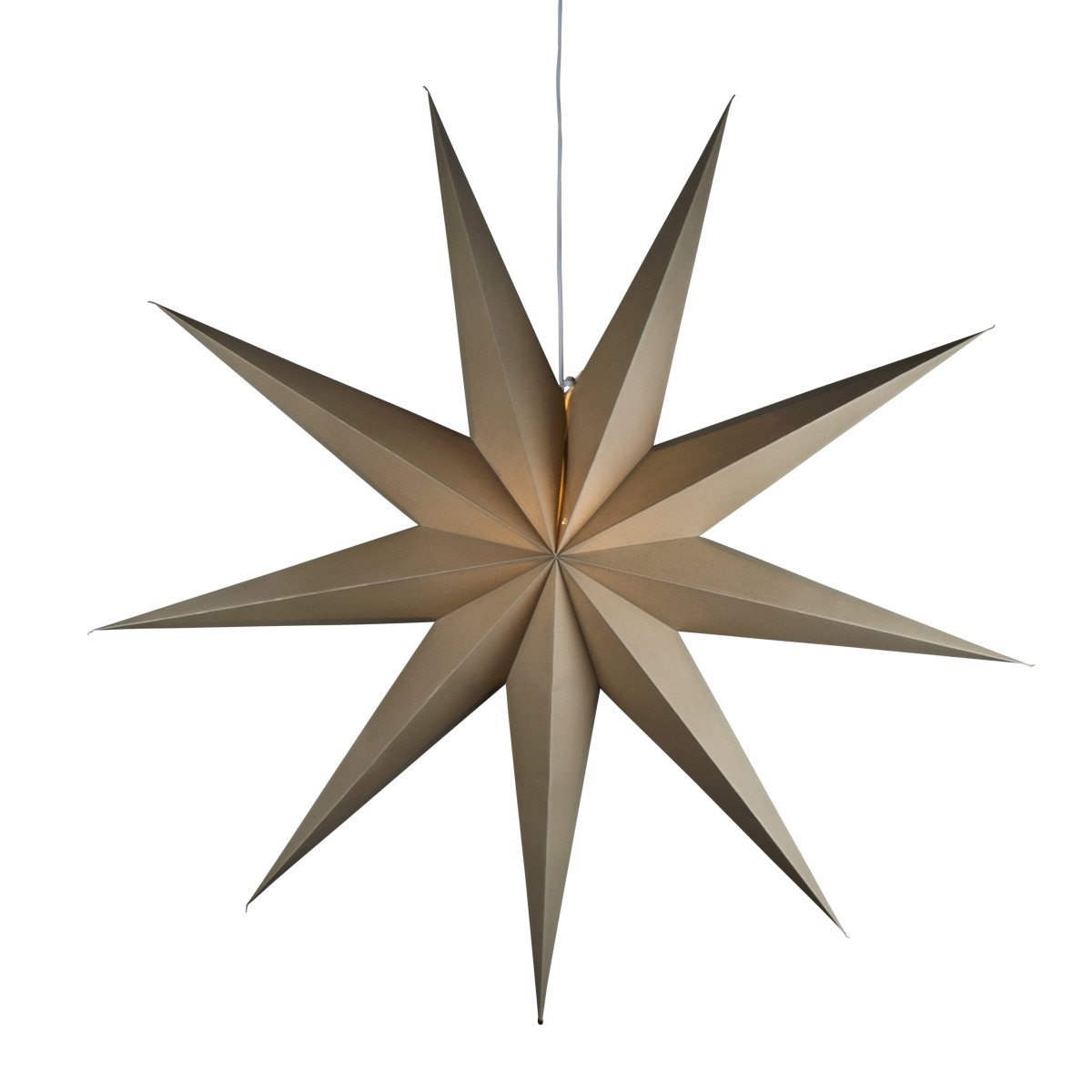 Estrella de papel Ø115 Beige De Konstsmide - Con sus nueve puntas y un generoso di&aacute;metro de 115 cm, se convierte en el centro de atenci&oacute;n de cualquier ventana o habitaci&oacute;n.