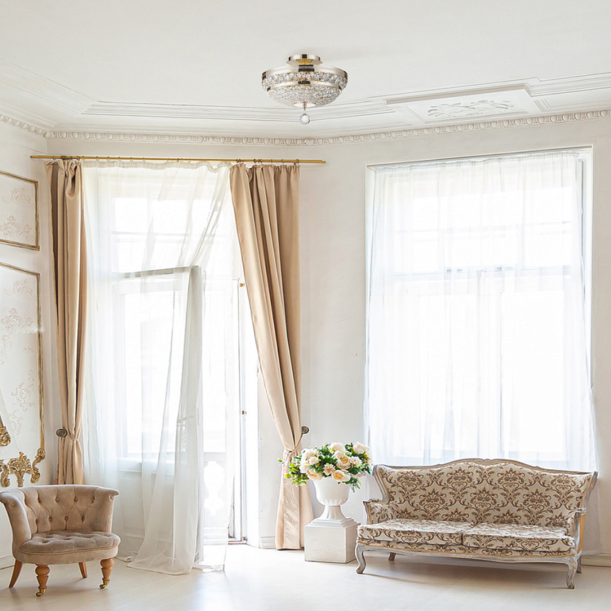 Ottilia Ø32 Oro cristal De Maytoni - Ottilia es una elegante l&aacute;mpara de techo de cristal realizada en metal con un noble acabado dorado.