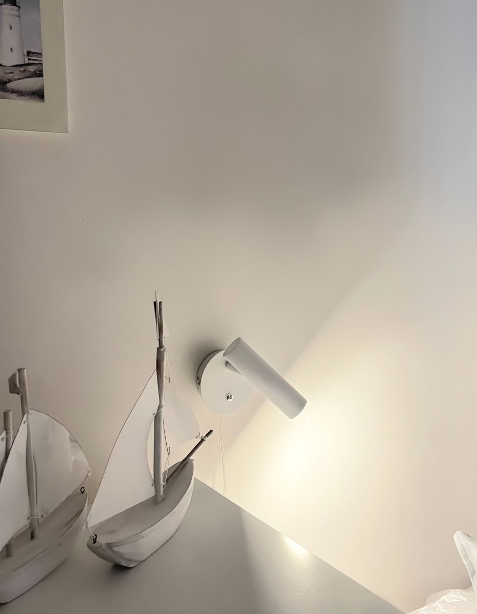 Artic Blanco lámpara de lectura De Aneta Lighting - Regulable con el interruptor de encendido encendido; la placa de pared.
