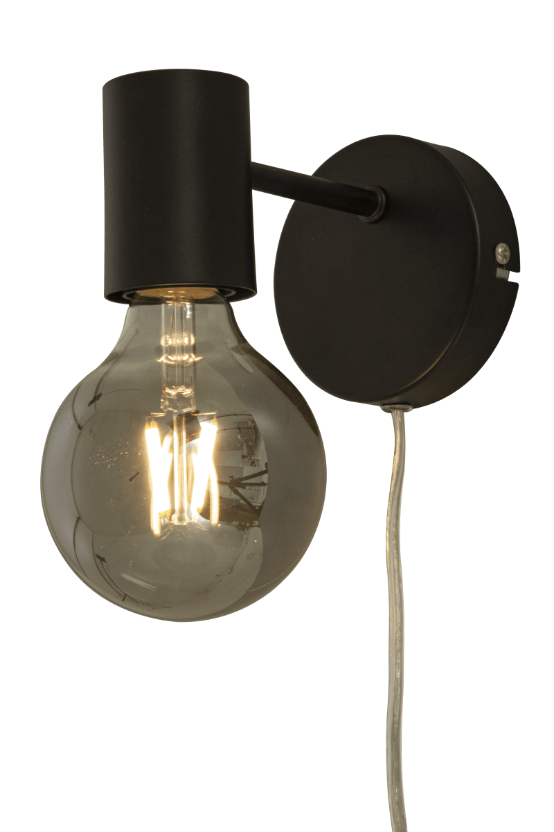 Imagen ampliada de Strict 13cm Negro lámpara de pared De Aneta Lighting - Compra la fuente de luz de tu elección, esférica o en forma de pera, fabricada en cristal transparente, ahumado o blanco.