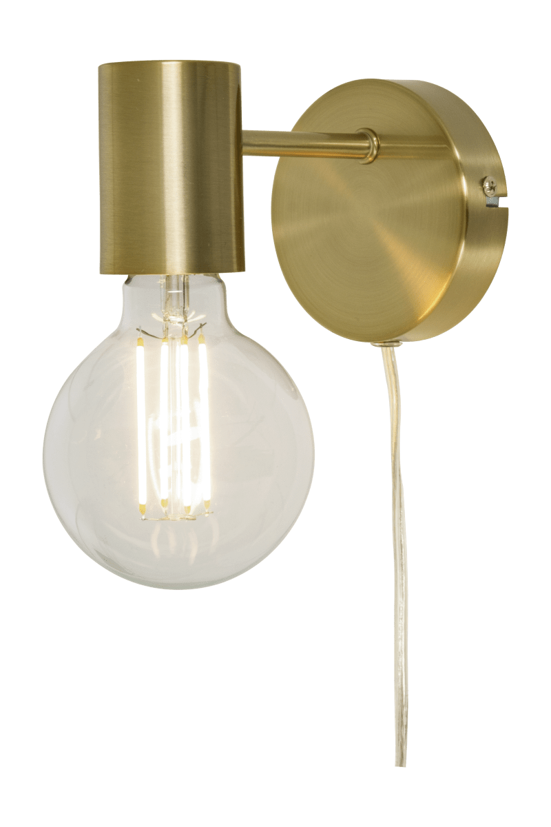 Strict 13cm Latón mate lámpara de pared De Aneta Lighting - Compra la fuente de luz de tu elección, esférica o en forma de pera, fabricada en cristal transparente, ahumado o blanco.