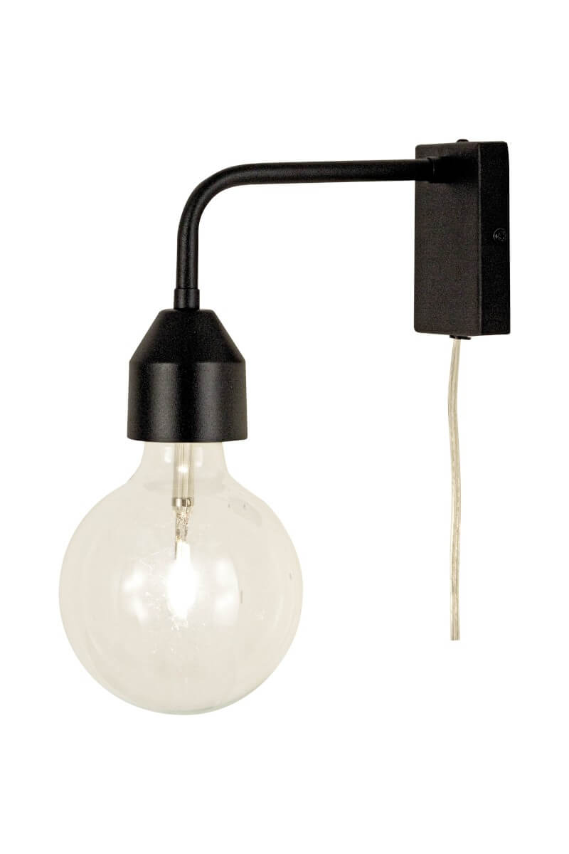 Flynn 20cm Negro lámpara de pared De Aneta Lighting - Una l&aacute;mpara elegante y sencilla que se puede utilizar para muchos prop&oacute;sitos diferentes dependiendo de la fuente de luz utilizada.