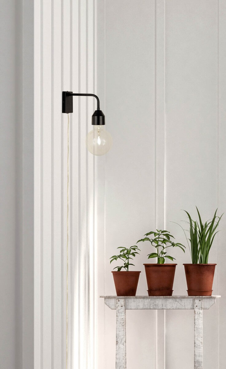 Flynn 20cm Negro lámpara de pared De Aneta Lighting - Una l&aacute;mpara elegante y sencilla que se puede utilizar para muchos prop&oacute;sitos diferentes dependiendo de la fuente de luz utilizada.