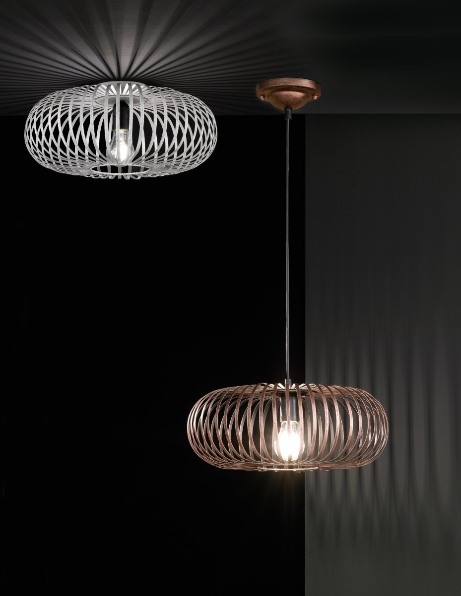 Johann Ø40 Cobre antiguo plafón De Trio Lighting - La lámpara de techo JOHANN es un objeto de diseño único con sus múltiples soportes de metal que forman una pantalla armoniosa.