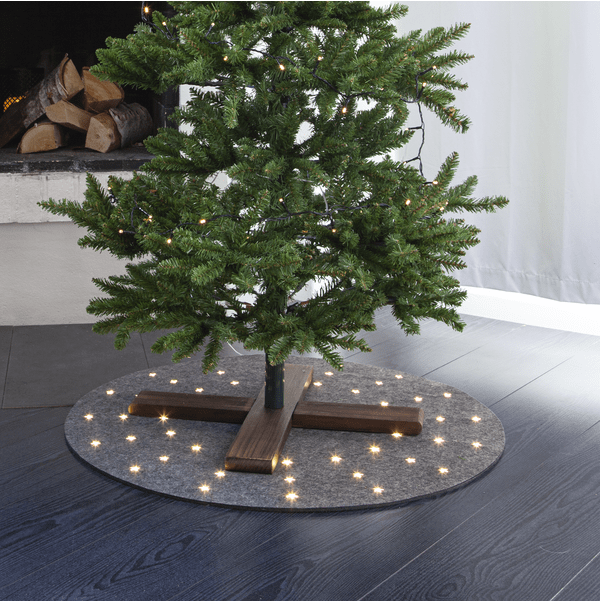 Falda Para Árbol De Navidad Gris De Star Trading - Gris; Estera de abeto de 80cm de di&aacute;metro.