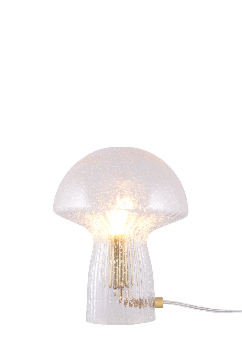 Fungo 20cm Transparente lámpara de mesa De Globen Lighting - La l&aacute;mpara Fungo con forma de hongo es una hermosa l&aacute;mpara de mesa hecha de vidrio soplado con detalles acanalados en la base.
