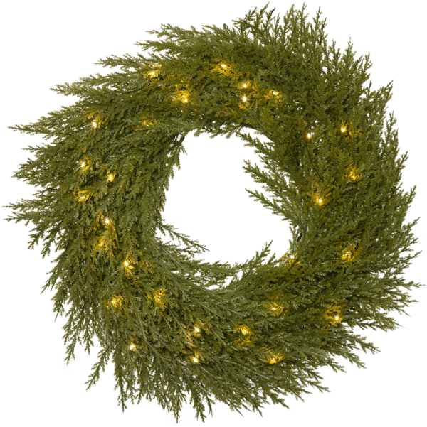 Thuja Ø45 Verde De Star Trading - Con 30 puntos de luz blanca c&aacute;lida, se puede utilizar tanto como corona de puerta exterior como como corona de pared interior.