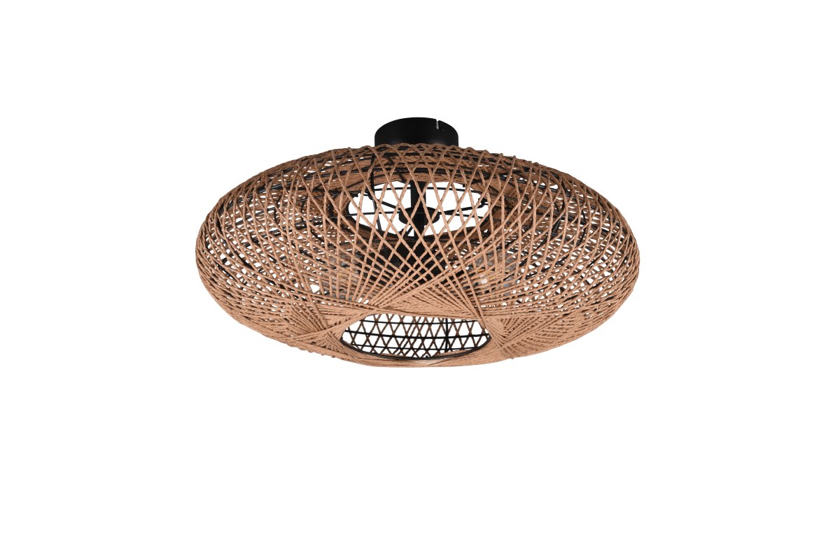 Hedda Ø52 Naturaleza plafón De Trio Lighting - La l&aacute;mpara decorativa HEDDA crea emocionantes contrastes y refina las habitaciones con su patr&oacute;n de luces y sombras realizado en tejido de sisal.