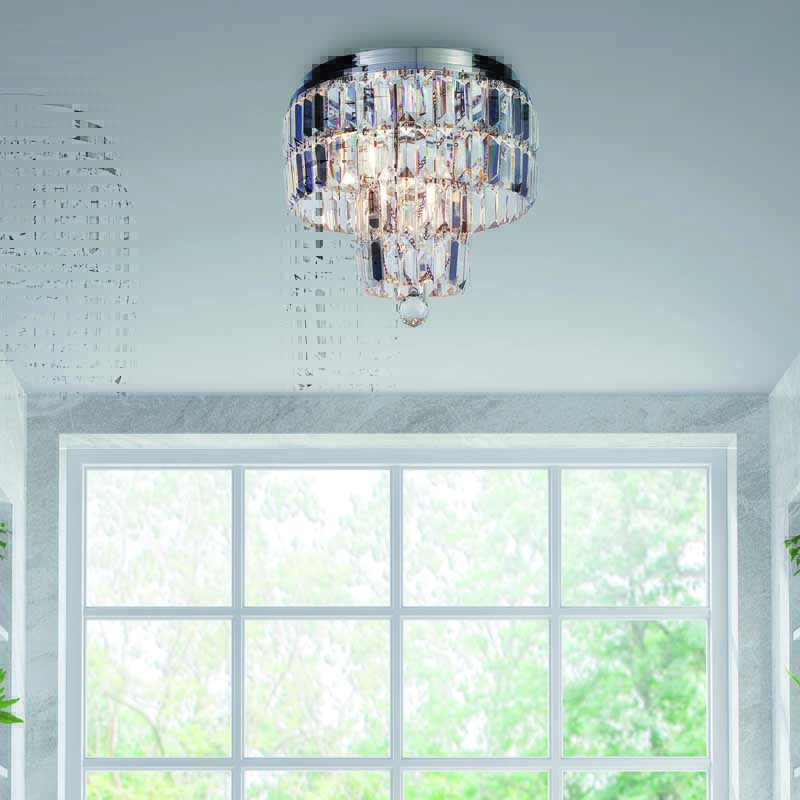 Empire Ø34 Cromo lámpara de baño De Searchlight - Con múltiples capas de prismas de cristal brillantes que reflejan maravillosamente la luz, se convertirá en un elemento exclusivo que llamará la atención en su baño.