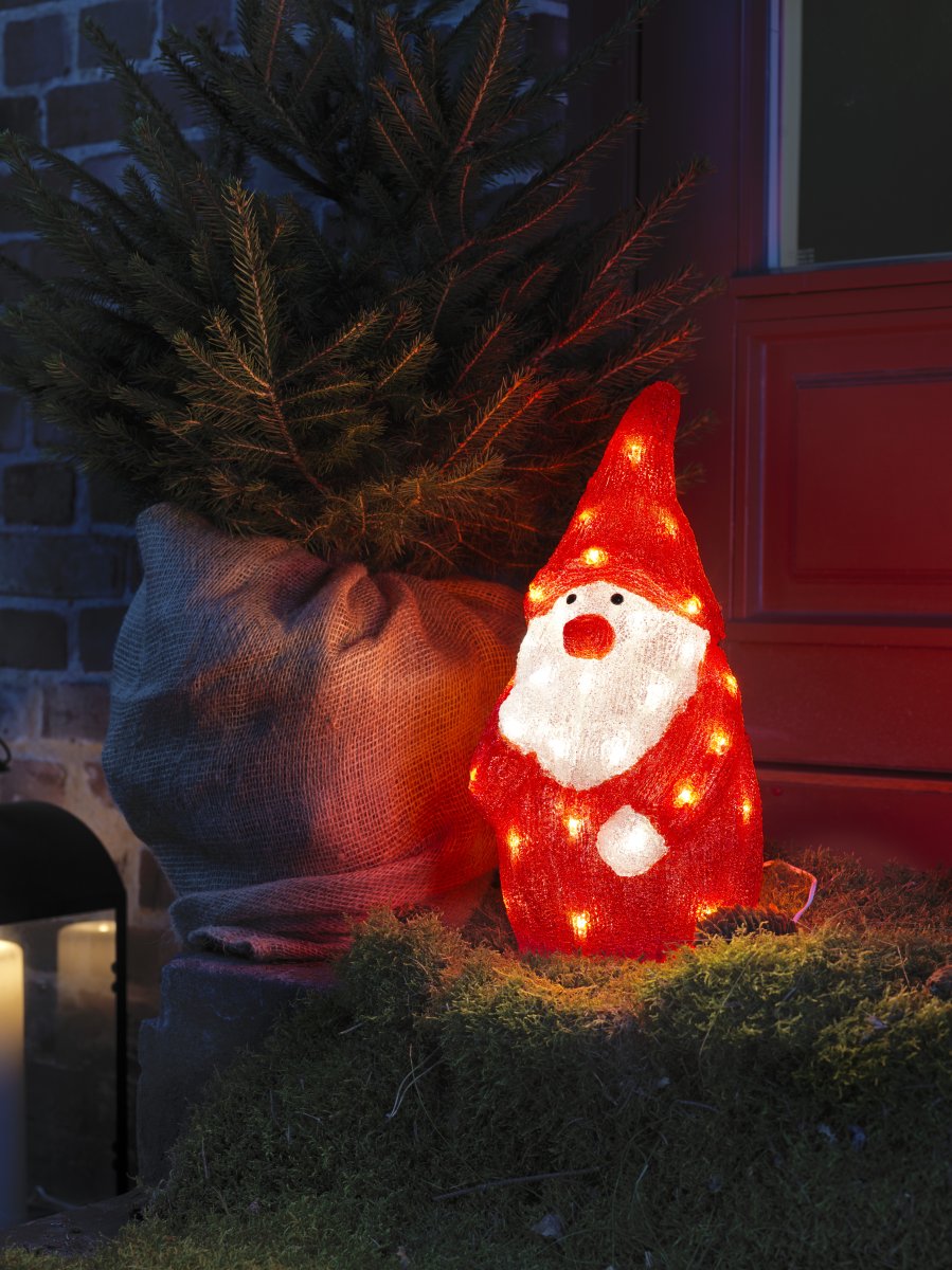 Papá Noel de acrílico ROJO De Konstsmide - Incluye un cable de alimentaci&oacute;n de 5 metros y un transformador.