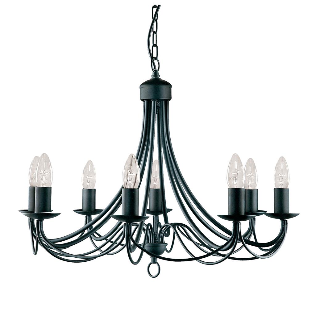 Maypole Ø60 Negro Lámpas de techo De Searchlight - Suspendida de una placa de techo negra, la lámpara es ideal para la sala de estar, el dormitorio, el comedor o el pasillo.