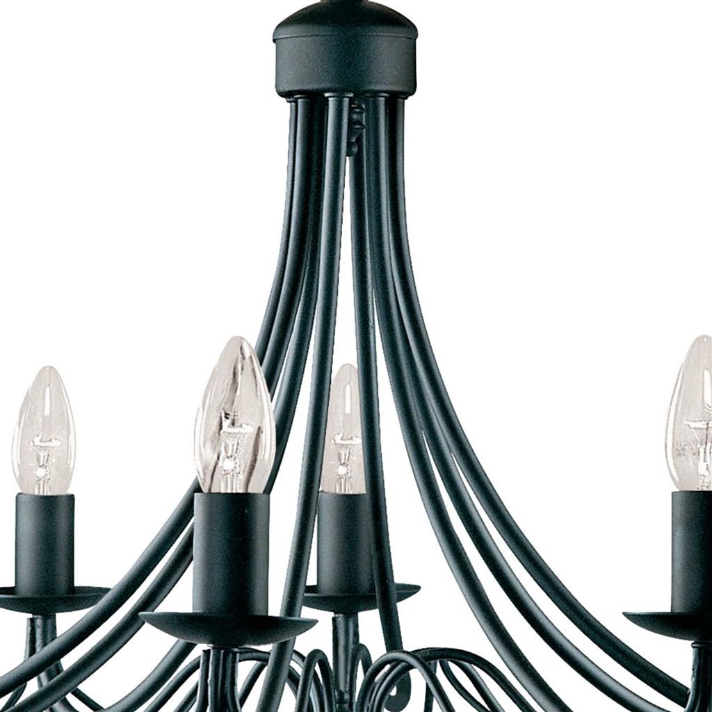 Maypole Ø60 Negro Lámpas de techo De Searchlight - Suspendida de una placa de techo negra, la lámpara es ideal para la sala de estar, el dormitorio, el comedor o el pasillo.