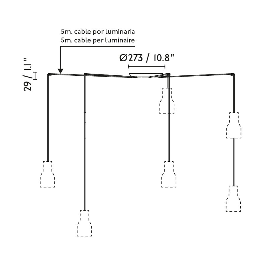 Mambo 5x Ø32 Naturaleza Lámpas de techo De Faro Barcelona - La pantalla tiene un di&aacute;metro de 32 cm y proporciona una distribuci&oacute;n de luz natural y c&aacute;lida que realza el ambiente de la estancia.