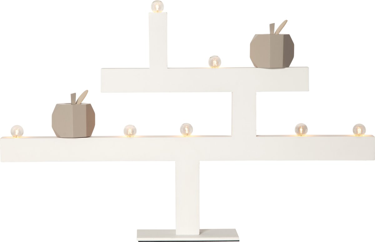 KIVIK Blanco De Star Trading - Un candelabro de madera con diseño gráfico.