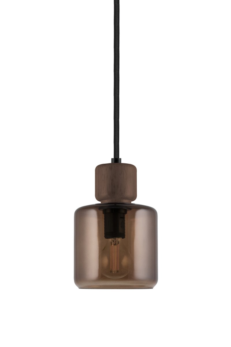DOT Ø10 Marrón De Globen Lighting - El característico pomo de madera contrasta con la pantalla de vidrio y le da carácter.