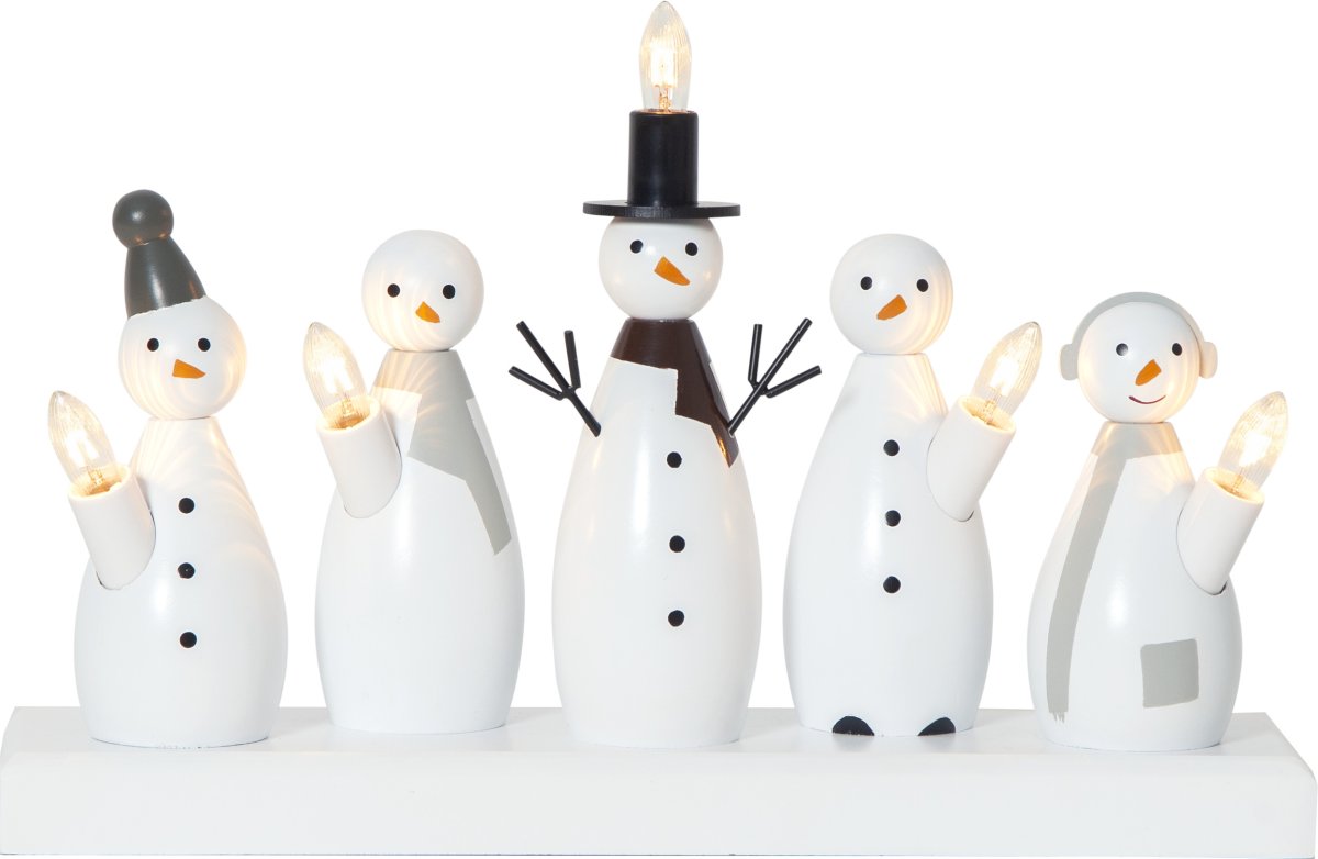 Snowman Blanco De Star Trading - Preciosos mu&ntilde;ecos de nieve con forma de candelabro de Adviento, realizados en madera.