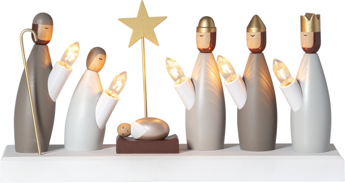 Nativity Candelabra De múltiples fines De Star Trading - Col&oacute;calo en un aparador o en una ventana y difunde un encantador ambiente navide&ntilde;o en tu hogar.