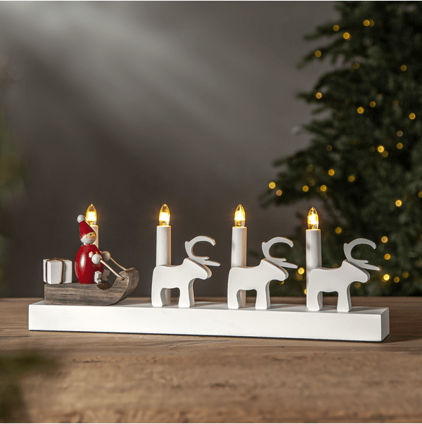 Rudolf Blanco De Star Trading - Candelabro de Adviento cl&aacute;sico de madera.