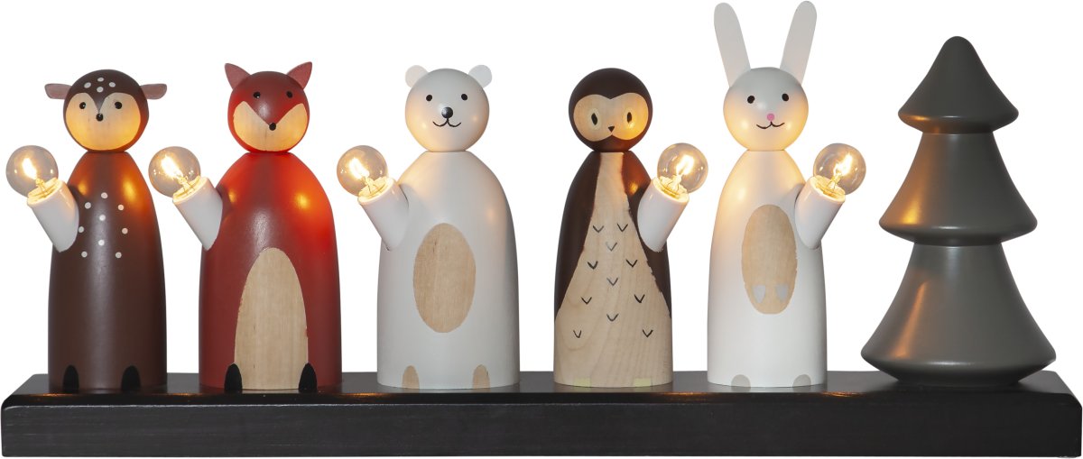 Forest friends De múltiples fines De Star Trading - Los animales en el candelabro pueden ser Bambi, el zorro, el oso polar, el b&uacute;ho y el conejo, todos ellos de pie en el &aacute;rbol.