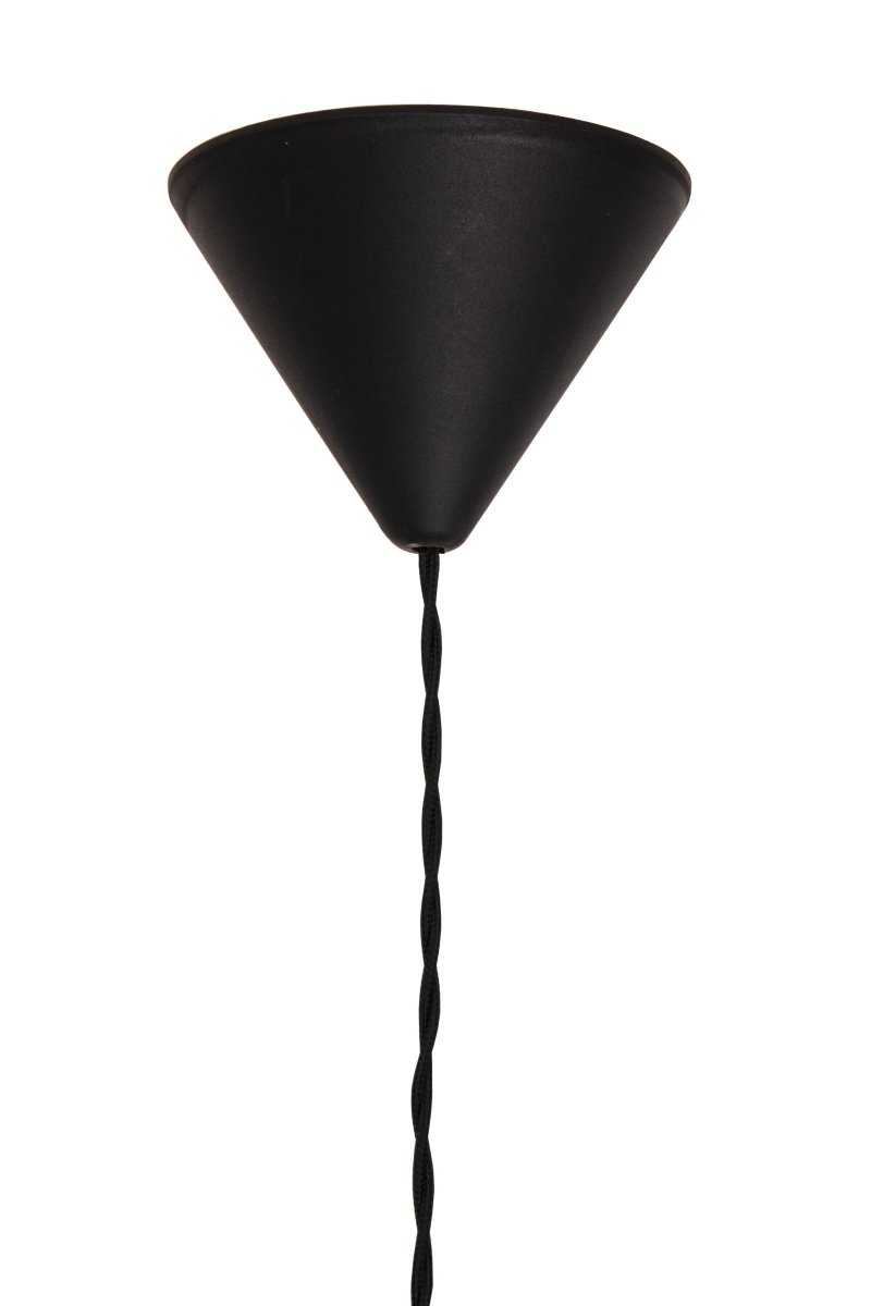 Nog Ø25 Color humo Lámpas de techo De Globen Lighting - Nog tiene un cable textil trenzado negro de 120 cm de largo y un enchufe de techo de plástico negro.