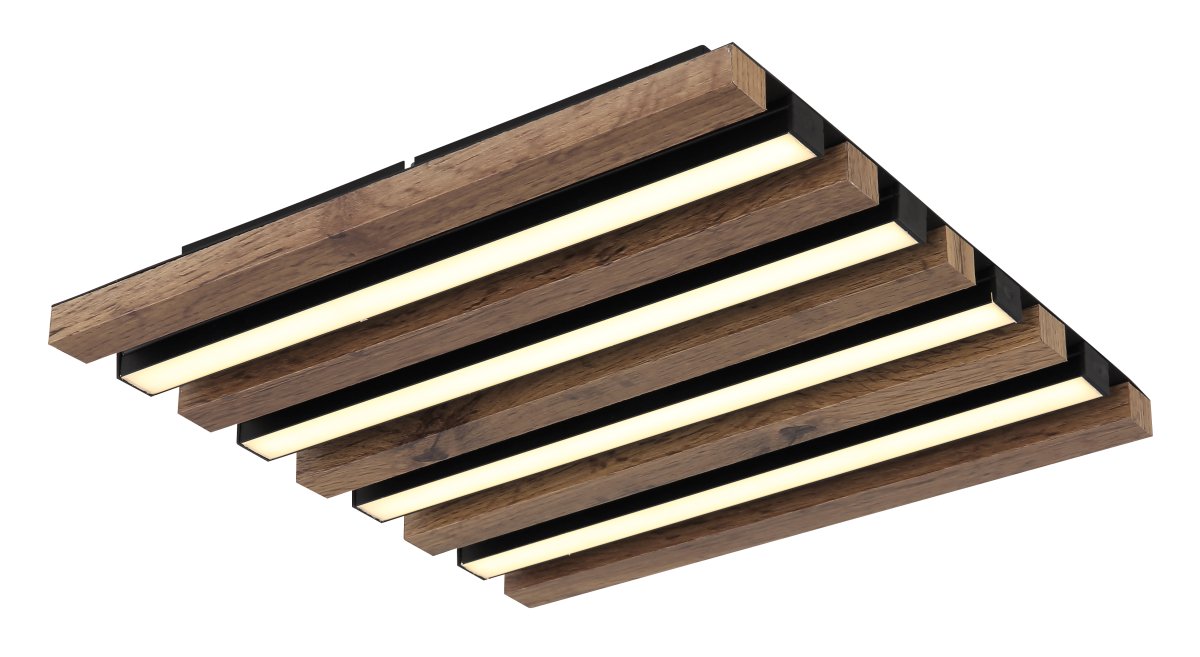 Hayden 45cm Madera plafón De Globo Lighting - Den kvadratiska plafonden Hayden &ouml;vertalar med sin moderna akustikpanel-look och bidrar med en h&auml;rlig ljusspridning i rummet.