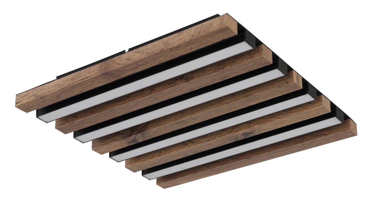 Hayden 30cm Madera plafón De Globo Lighting - Den kvadratiska plafonden Hayden &ouml;vertalar med sin moderna akustikpanel-look och bidrar med en h&auml;rlig ljusspridning i rummet.