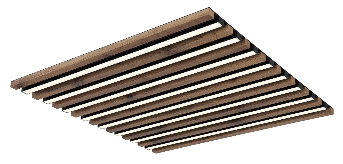 Hayden 60cm Madera plafón De Globo Lighting - Den kvadratiska plafonden Hayden &ouml;vertalar med sin moderna akustikpanel-look och bidrar med en h&auml;rlig ljusspridning i rummet.