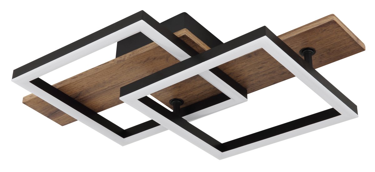 Jeffry 44cm Madera plafón De Globo Lighting - Takf&auml;stet som efterliknar tr&auml; i kombination med de mattsvarta detaljerna i metall bidrar med industriell k&auml;nsla till rummet.