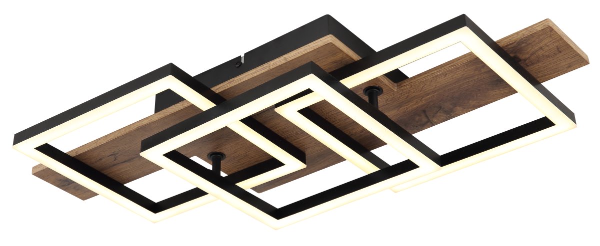 Jeffry 58cm Madera plafón De Globo Lighting - Takf&auml;stet som efterliknar tr&auml; i kombination med de mattsvarta detaljerna i metall bidrar med industriell k&auml;nsla till rummet.