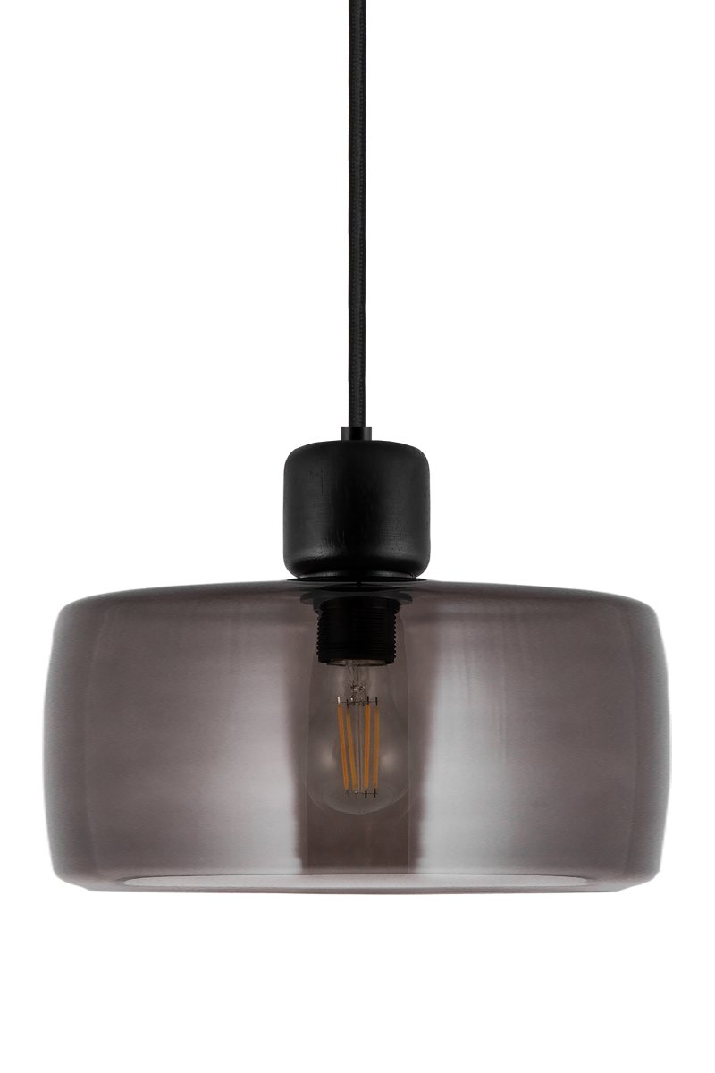 DOT Ø30 Color humo Lámpas de techo De Globen Lighting - El caracter&iacute;stico pomo de madera contrasta claramente con la pantalla de vidrio y le da car&aacute;cter.
