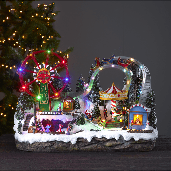 Largeville 36cm Multicolor De Star Trading - Pueblo decorativo grande y detallado con forma de feria, pista de hielo, tiovivos y un valle monta&ntilde;oso.