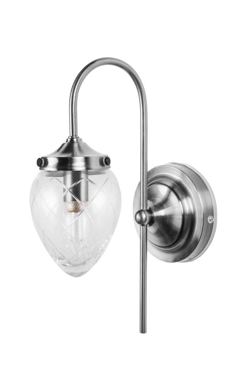 Juni 24cm Acero antiguo/transparente lámpara de baño De Globen Lighting - La l&aacute;mpara es perfecta para ba&ntilde;os y cocinas y tiene clasificaci&oacute;n IP44.
