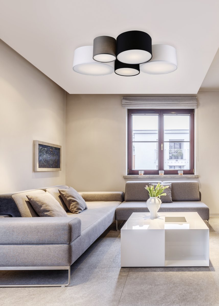Hotel 90cm Multicolor plafón De Trio Lighting - La l&aacute;mpara de techo HOTEL con sus cinco fuentes de luz es especialmente adecuada para salones y dormitorios, donde establece acentos de iluminaci&oacute;n armoniosos y crea un ambiente acogedor.