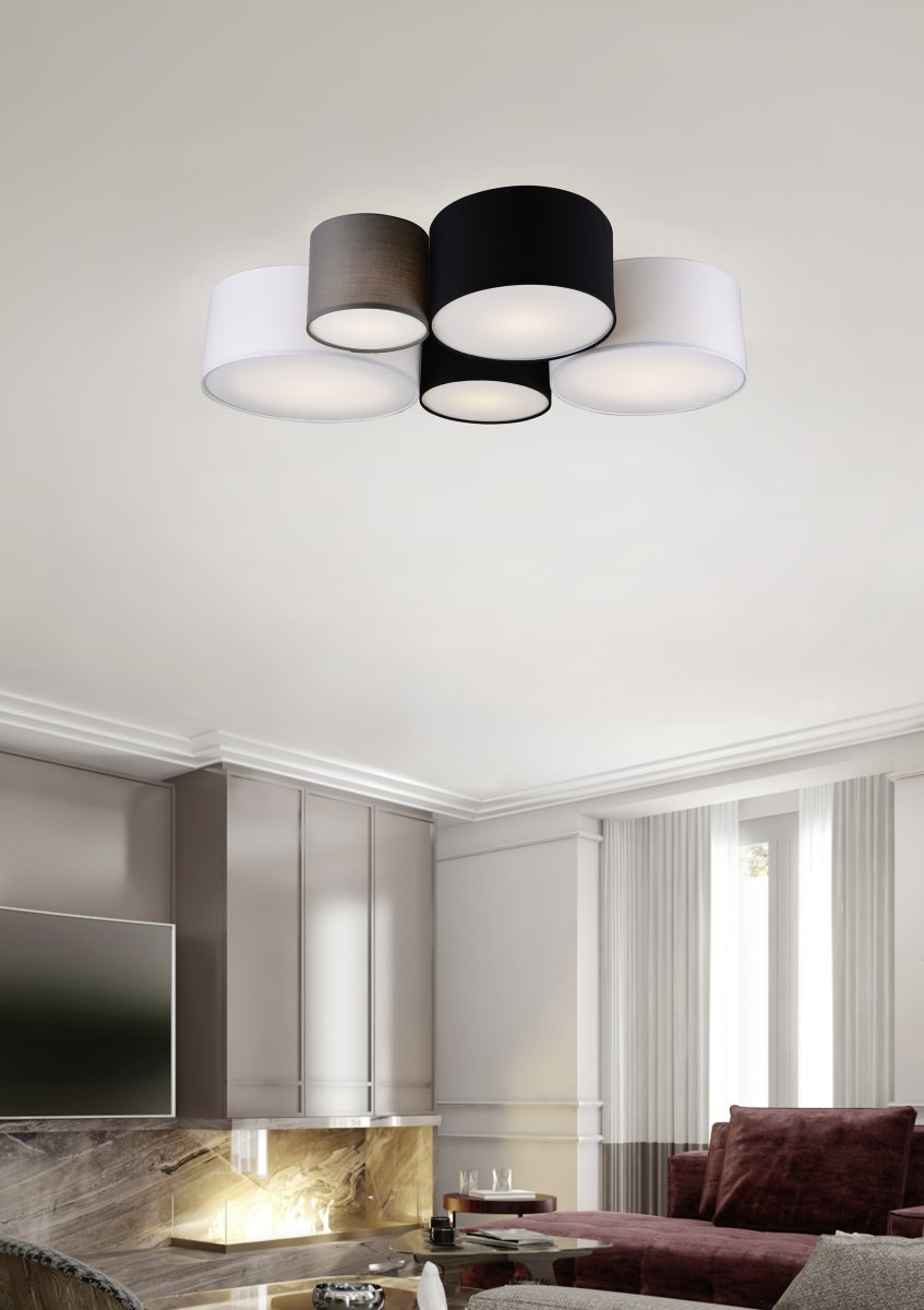 Hotel 90cm Multicolor plafón De Trio Lighting - La l&aacute;mpara de techo HOTEL con sus cinco fuentes de luz es especialmente adecuada para salones y dormitorios, donde establece acentos de iluminaci&oacute;n armoniosos y crea un ambiente acogedor.