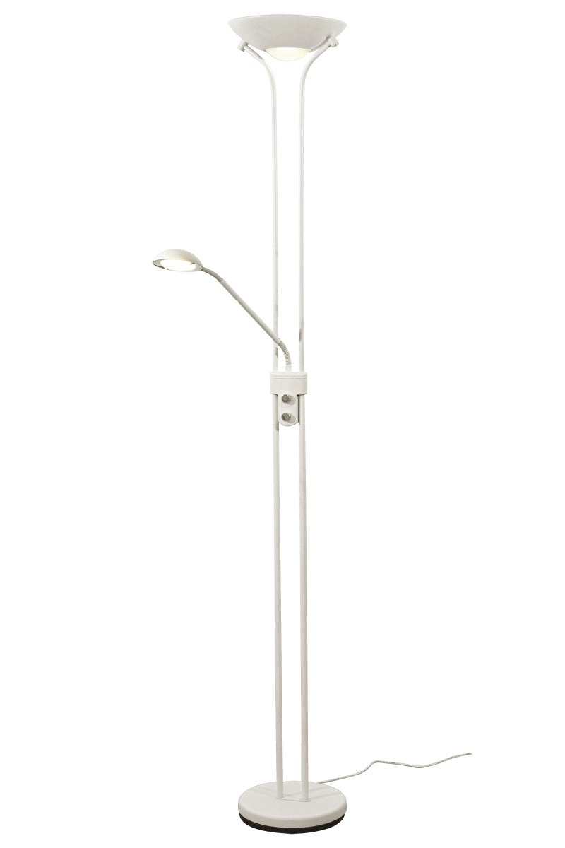 Nice Blanco lámpara de pie De Aneta Lighting - Esta hermosa lámpara de pie es perfecta para trabajar y relajarse los viernes por la noche y ofrece una luz blanca cálida de 3000 K.